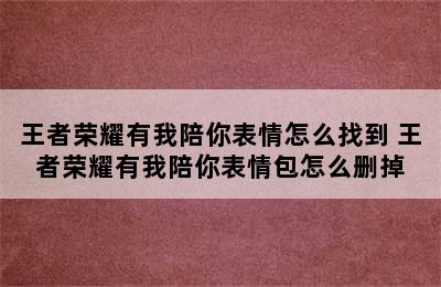 王者荣耀有我陪你表情怎么找到 王者荣耀有我陪你表情包怎么删掉